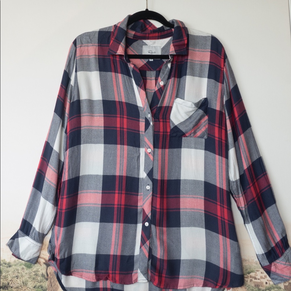Rails Blue and Pink Plaid Button Down